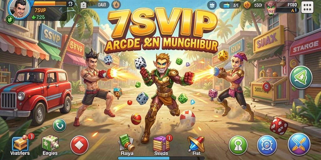 Screenshot gameplay seru 7SVIP yang menampilkan tantangan arcade.
