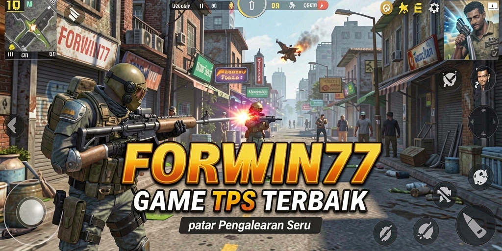 Screenshot gameplay FORWIN77 menampilkan aksi tembak-menembak yang seru.