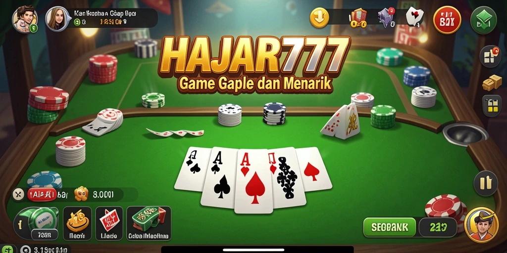 Tampilan gameplay seru di HAJAR777 saat bermain Gaple.