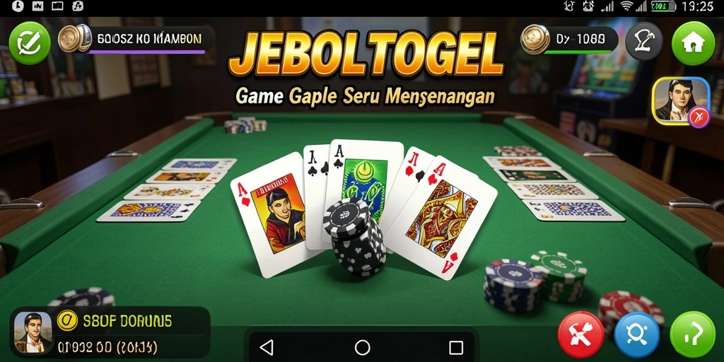 Tampilan screenshot JEBOLTOGEL menunjukkan gameplay Gaple yang menarik.