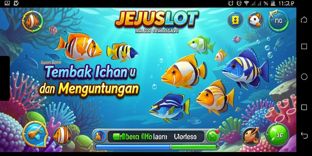 Tampilan menarik dari gameplay JEJUSLOT saat menembak ikan.