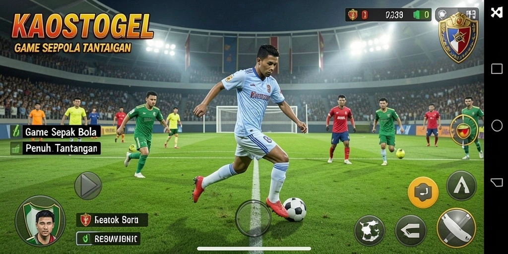 Tampilan gameplay sepak bola yang mendebarkan.