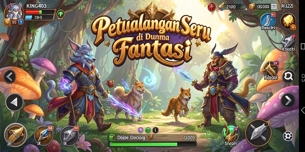Gameplay KING403 yang seru dengan karakter dan dunia fantasi.