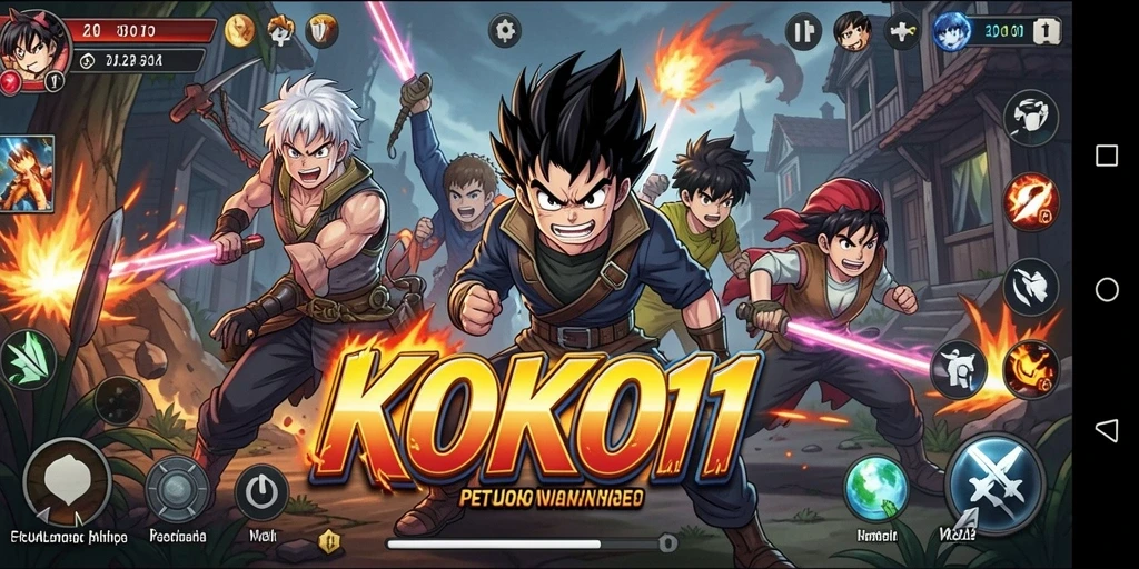 Tampilan gameplay KOKO11 yang menarik dengan karakter anime yang penuh warna.