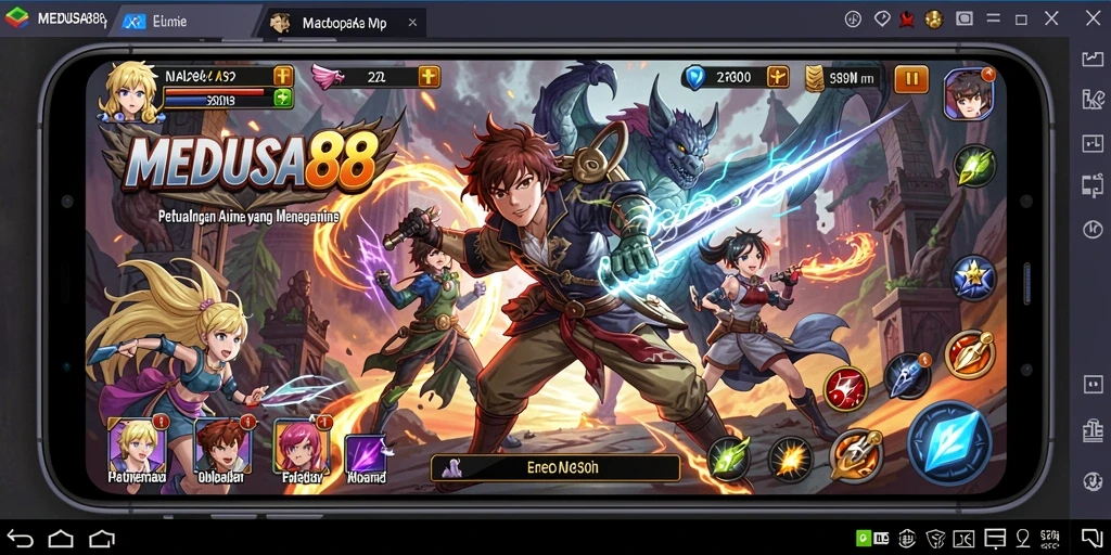 Tampilan utama gameplay MEDUSA88 dengan karakter Anime yang memukau.