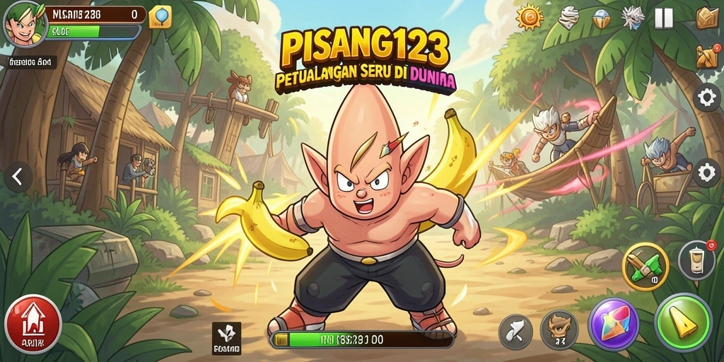 Screenshot PISANG123 menampilkan pertarungan karakter anime yang epik.