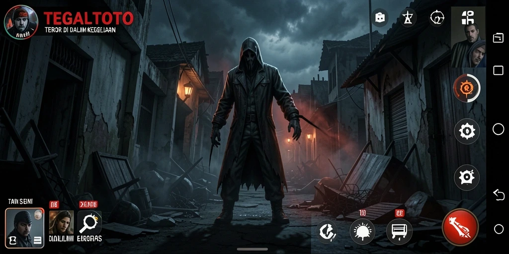 Screenshot gameplay TEGALTOTO menampilkan suasana Horror yang mencekam.