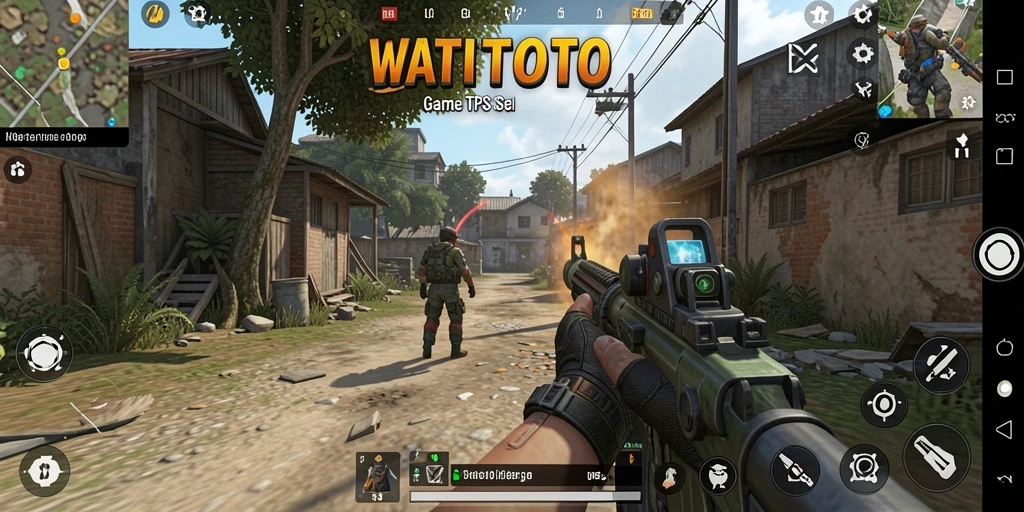 Screenshot WATITOTO menunjukkan aksi gameplay TPS yang intens.